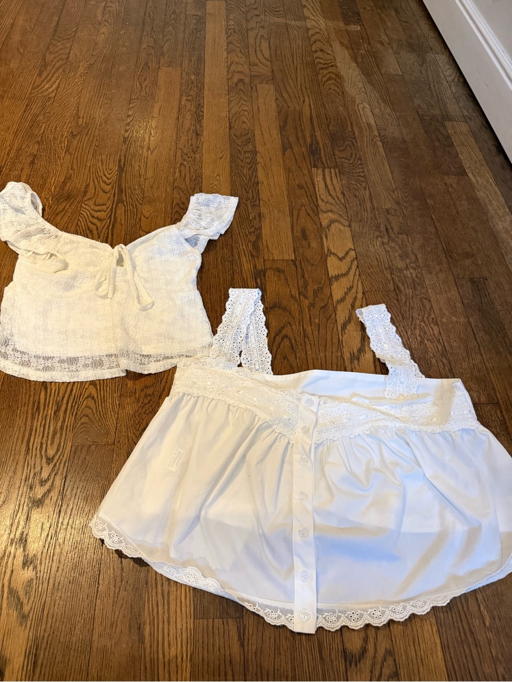 SHEIN White Lace Crop Tops Duo